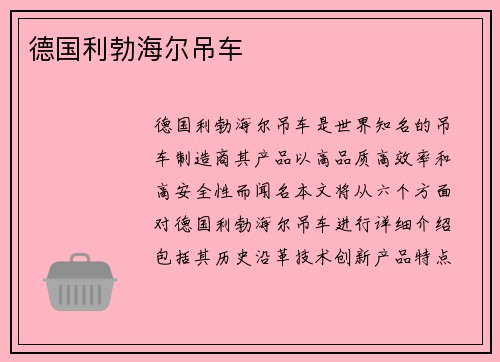 德国利勃海尔吊车